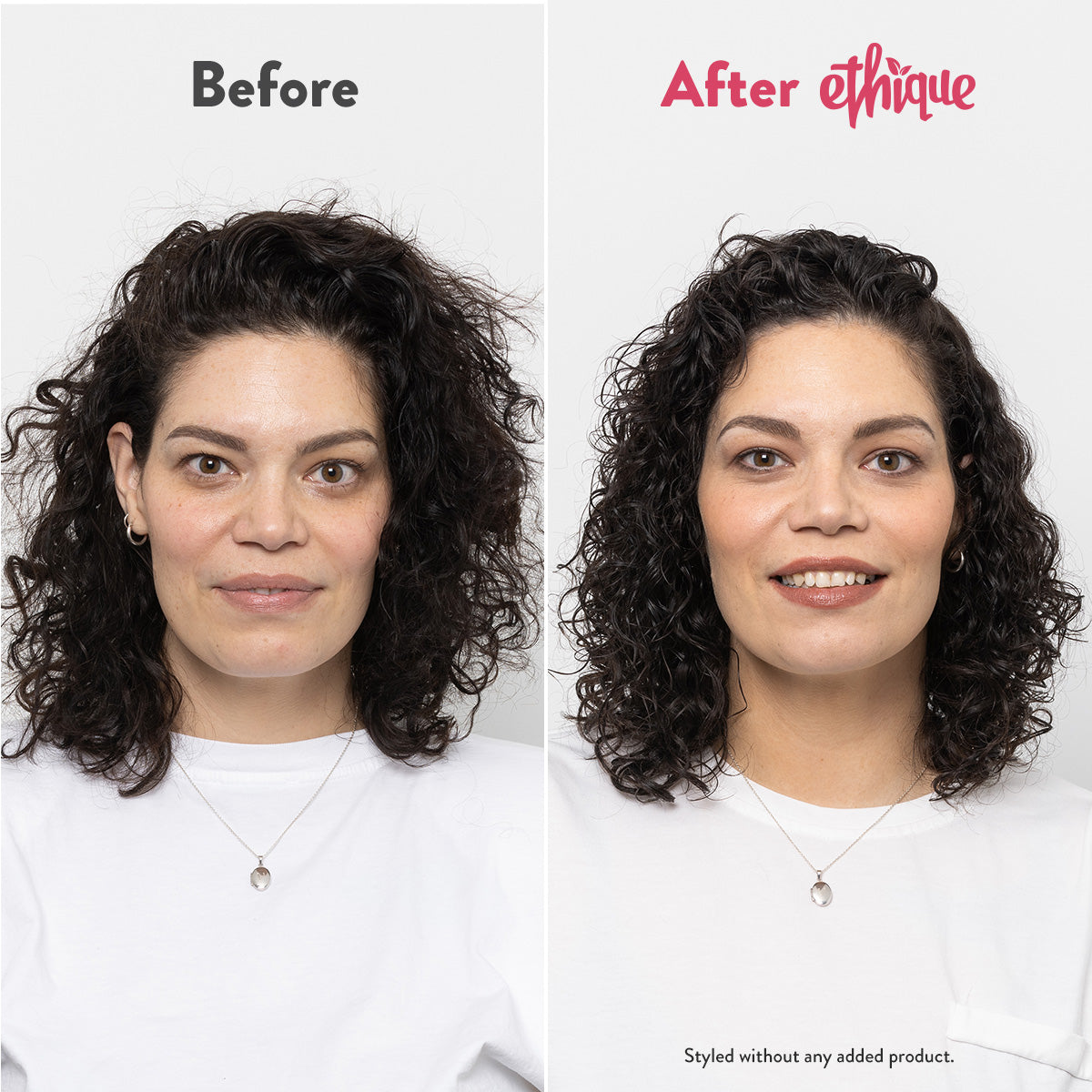 Curliosity before and after. styled with no added product
