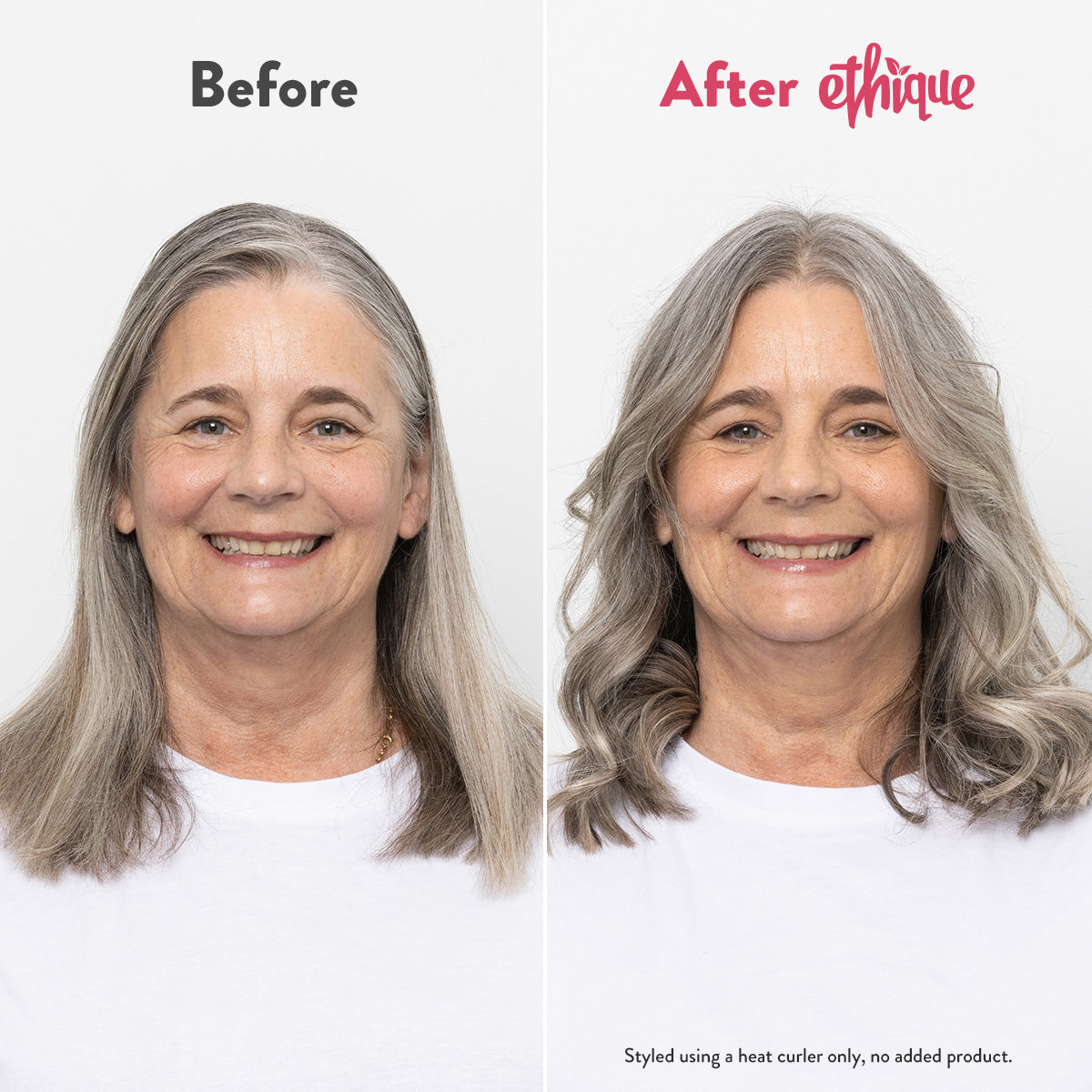 The Guardian before and after. styled using a heat curler only, no added product