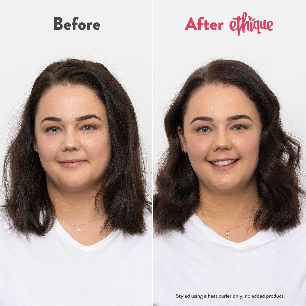 The Guardian before and after. styled using a heat curler only, no added product