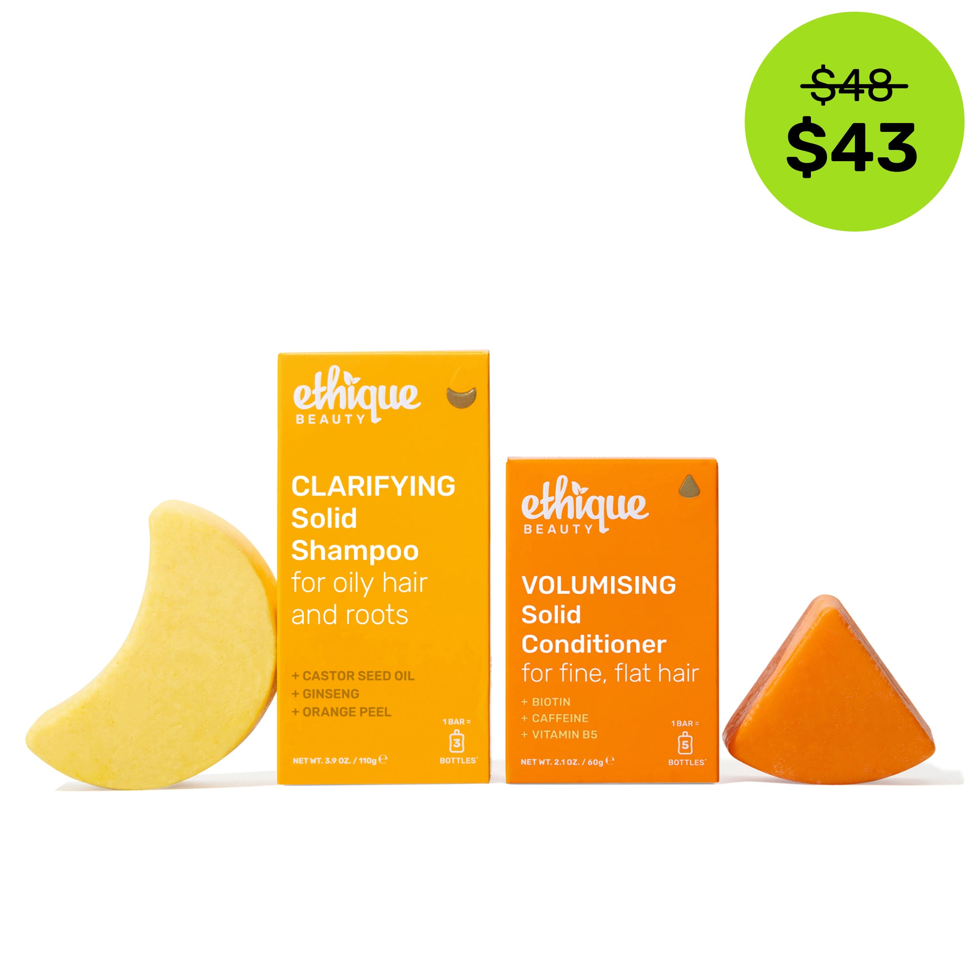 Clarifying Solid Shampoo and Volumsing Solid Conditioner