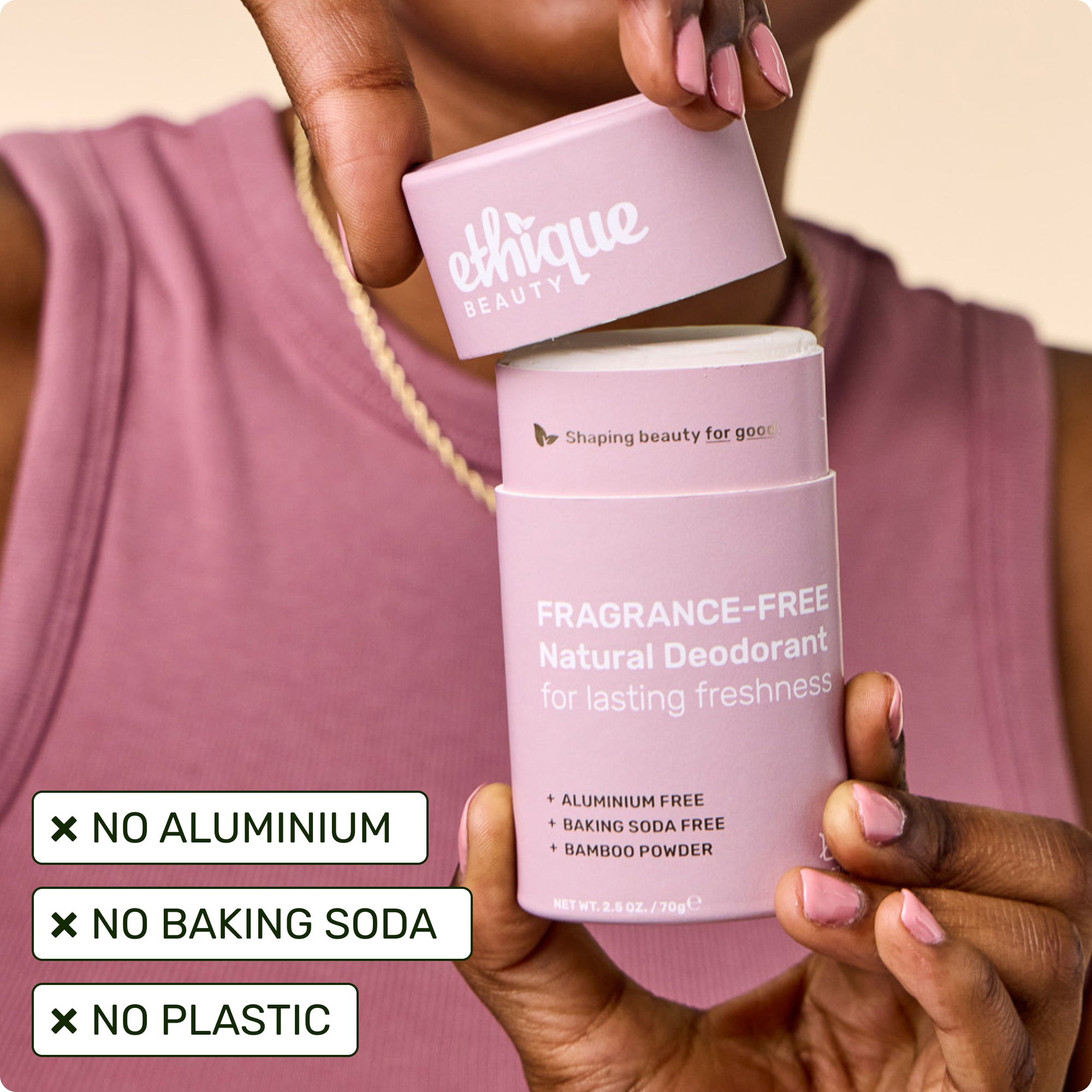 No aluminium, no baking soda, no plastic