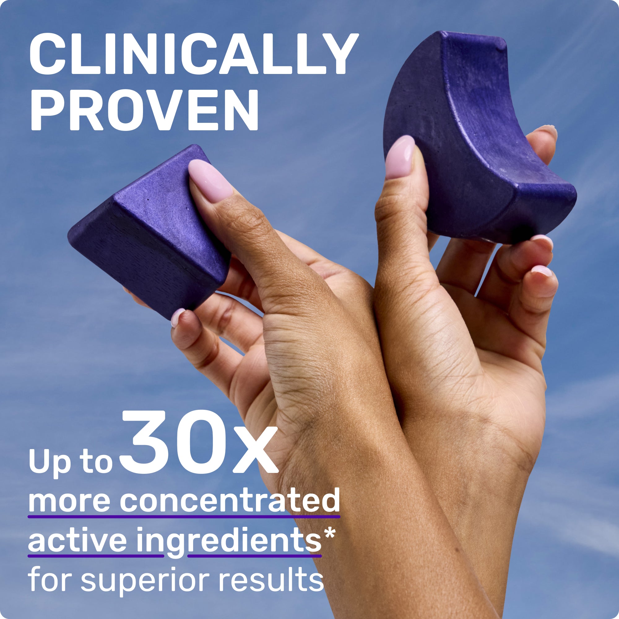 CLINICALLY PROVEN
Up to 30X more concentrated active ingredients for superior results