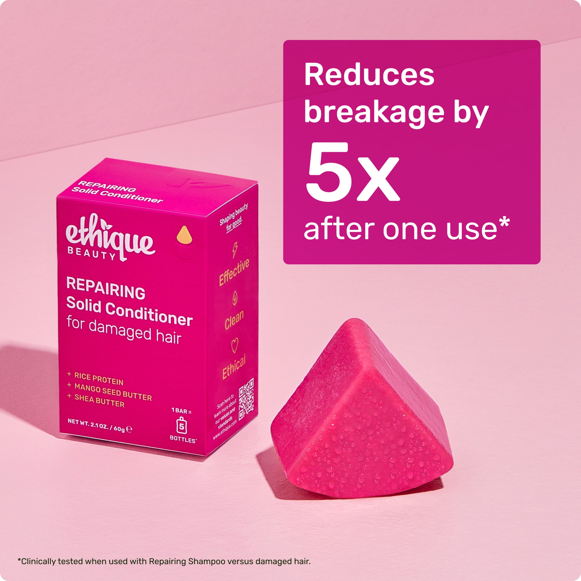 Reduces breakage by 5x after one use* *Clinically tested when used with Repairing Conditioner versus damaged hair.