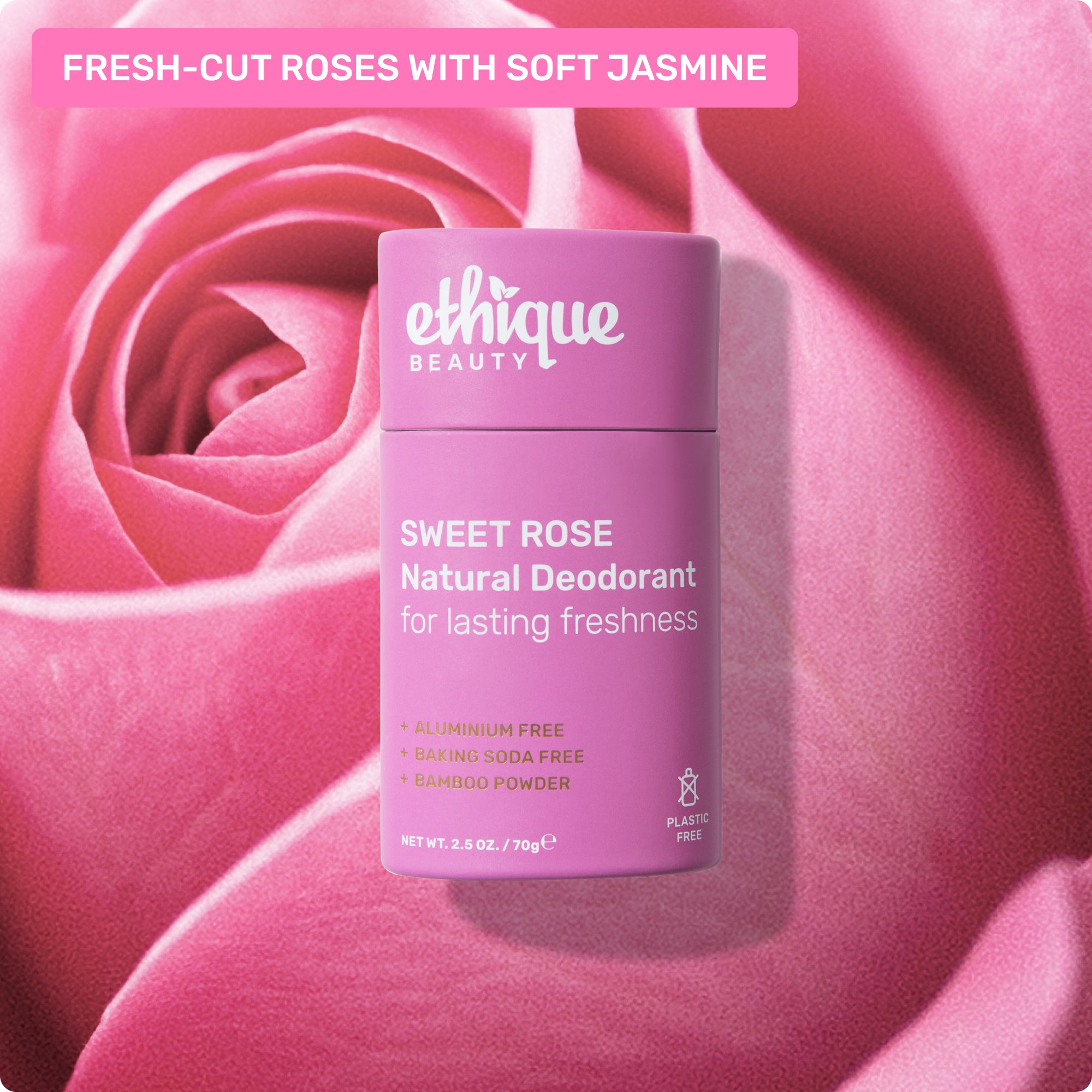 Scent: fresh-cut roses with soft jasmine