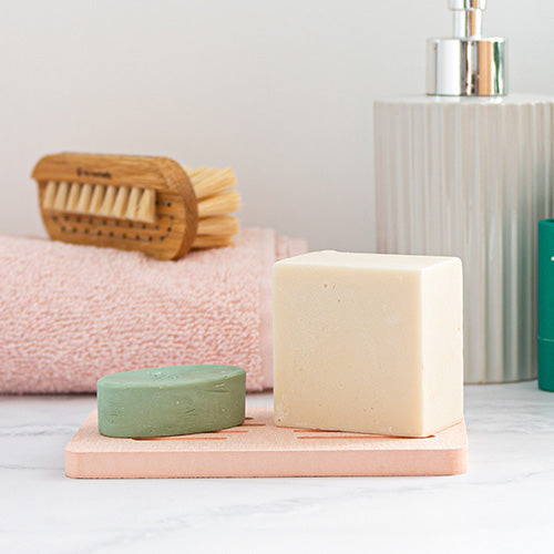Pink Face & Body Storage Tray in use