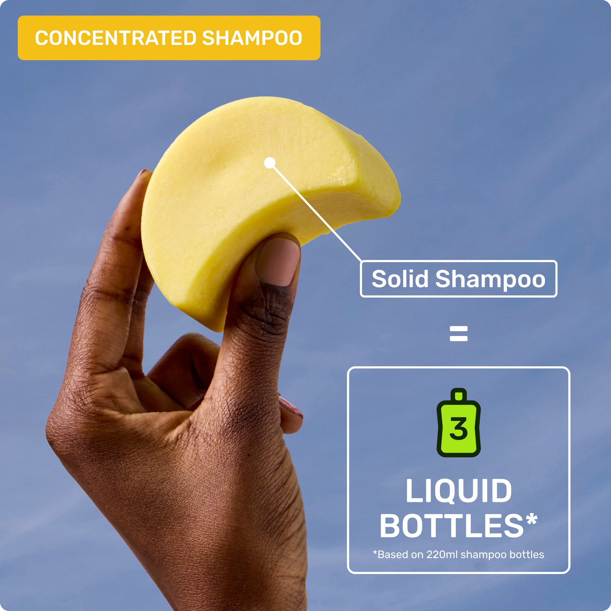 Powerful duo - solid shampoo and conditioner. 8 liquid bottles* *Based on 220ml shampoo/350ml conditioner bottles