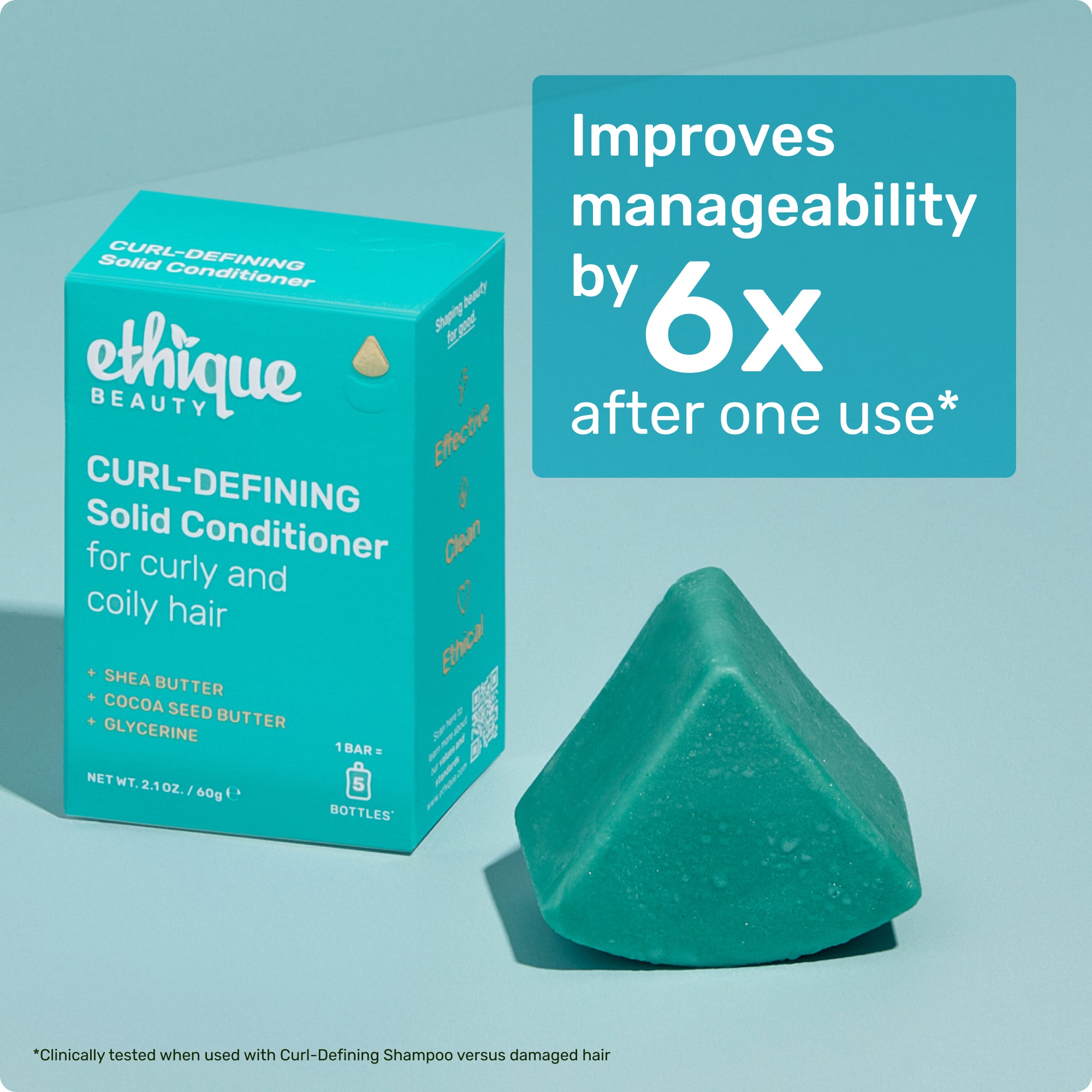 Improves manageability by 6x after one use* *Clinically tested when used with Curl-Defining Shampoo versus damaged hair.